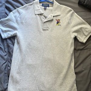 Polo Bear Ralph Lauren Boys Grey Collar Shirt Size M 10-12